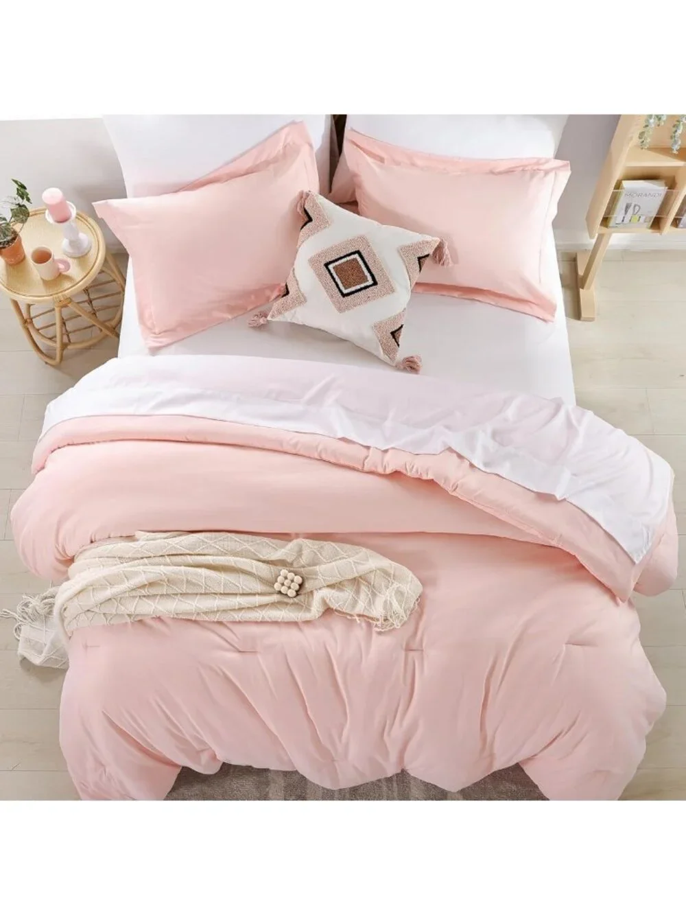 Blush Pink 7-Piece Queen Comforter Set | All-Season Bedding with Sheets & Shams